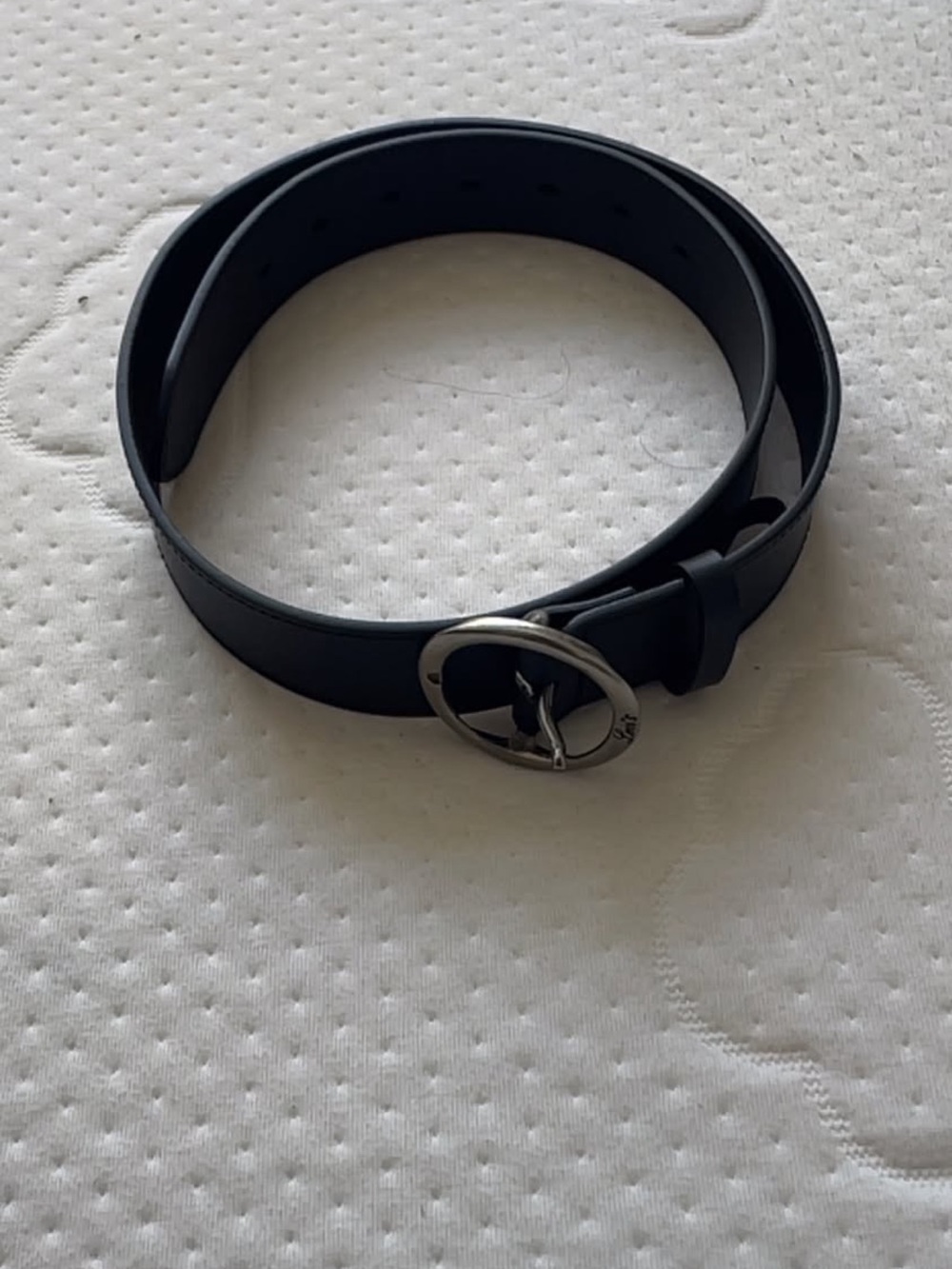 Levi's Black Leather Belt with Silver Oval Buckle